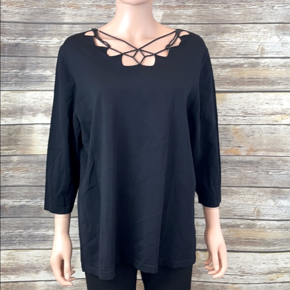 Victor Costa Black Beaded Blouse